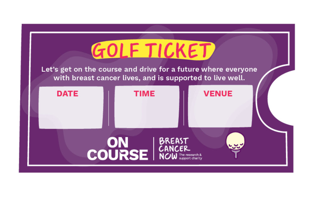 Image of our golf event ticket template, which includes the words 