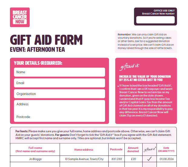 Gift Aid Form