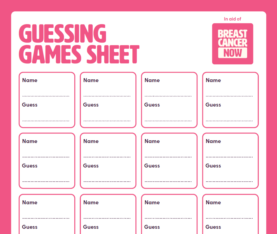 Afternoon Tea Guessing Games Sheet