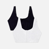 Product photo of two Primark post surgery bras, one black and one white